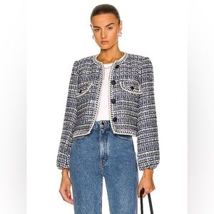 Veronica Beard Brim Tweed Navy Jacket 0